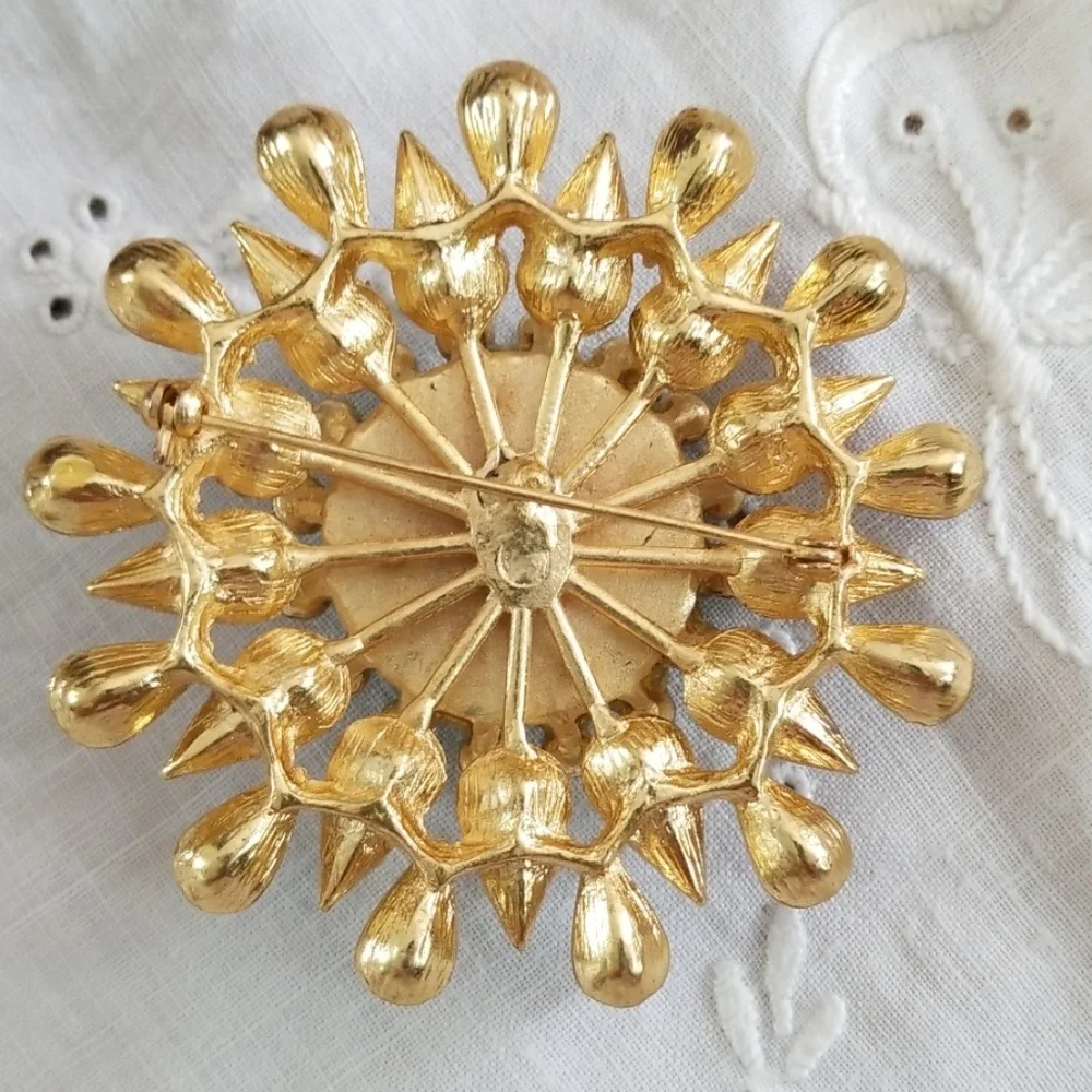Vintage Peacock Sunburst Brooch